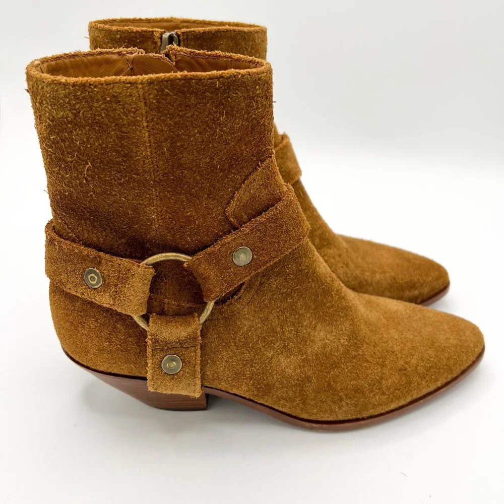 Saint Laurent Brown Leather Suede Wyatt Harness Boots/ New without Box - Picture 8 of 13